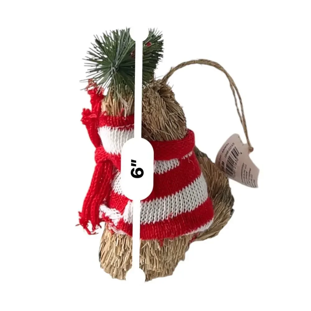 Lot of 3 Christmas Ornament Straw Squirrel Rabbit Small Holidays Forest Animals